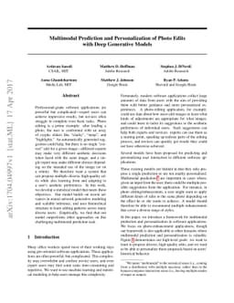 Multimodal Prediction and Personalization of Photo Edits with Deep
  Generative Models