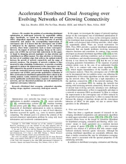 Accelerated Distributed Dual Averaging over Evolving Networks of Growing
  Connectivity