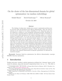On the choice of the low-dimensional domain for global optimization via
  random embeddings