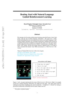 Beating Atari with Natural Language Guided Reinforcement Learning