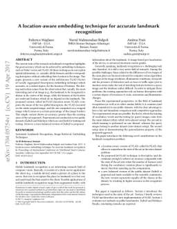 A location-aware embedding technique for accurate landmark recognition