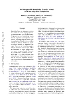An Interpretable Knowledge Transfer Model for Knowledge Base Completion