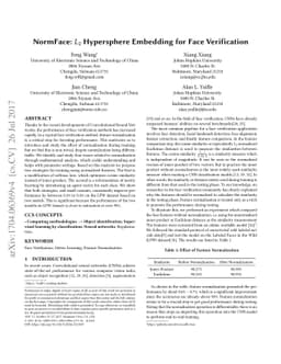 NormFace: L2 Hypersphere Embedding for Face Verification