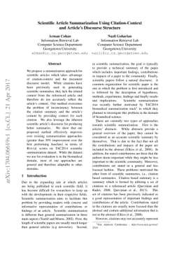 Scientific Article Summarization Using Citation-Context and Article's
  Discourse Structure