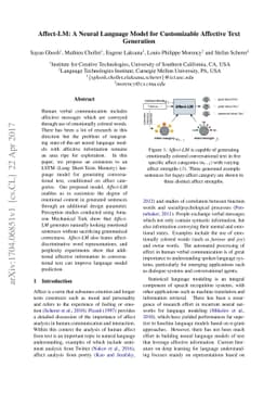 Affect-LM: A Neural Language Model for Customizable Affective Text
  Generation
