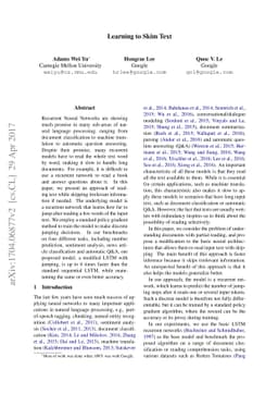 Learning to Skim Text