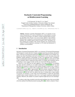 Stochastic Constraint Programming as Reinforcement Learning