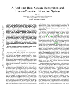 A Real-time Hand Gesture Recognition and Human-Computer Interaction
  System