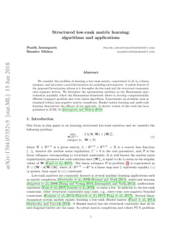 Structured low-rank matrix learning: algorithms and applications