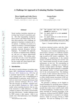 A Challenge Set Approach to Evaluating Machine Translation