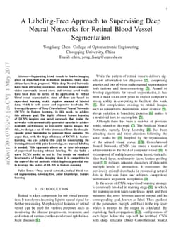 A Labeling-Free Approach to Supervising Deep Neural Networks for Retinal
  Blood Vessel Segmentation