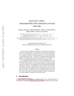 Some Like it Hoax: Automated Fake News Detection in Social Networks