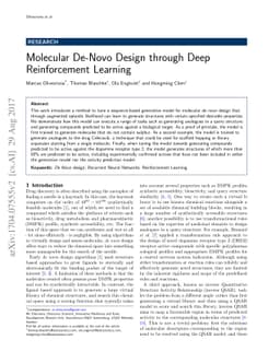 Molecular De Novo Design through Deep Reinforcement Learning