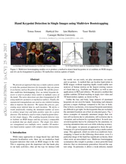 Hand Keypoint Detection in Single Images using Multiview Bootstrapping