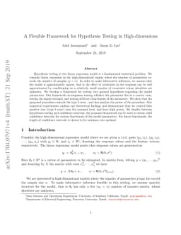 A Flexible Framework for Hypothesis Testing in High-dimensions