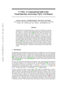 C-VQA: A Compositional Split of the Visual Question Answering (VQA) v1.0
  Dataset
