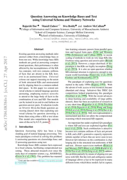Question Answering on Knowledge Bases and Text using Universal Schema
  and Memory Networks