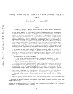 Finding the Size and the Diameter of a Radio Network Using Short Labels