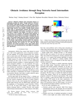 Obstacle Avoidance through Deep Networks based Intermediate Perception