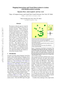 Mapping Instructions and Visual Observations to Actions with
  Reinforcement Learning