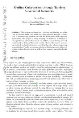 Outline Colorization through Tandem Adversarial Networks