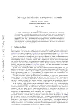 On weight initialization in deep neural networks