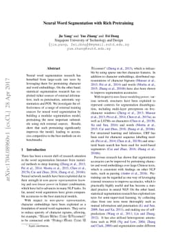 Neural Word Segmentation with Rich Pretraining
