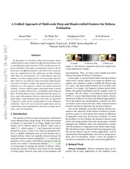 A Unified Approach of Multi-scale Deep and Hand-crafted Features for
  Defocus Estimation