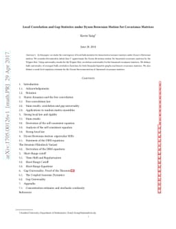 Local Correlation and Gap Statistics under Dyson Brownian Motion for
  Covariance Matrices