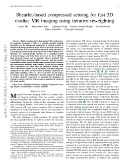 Shearlet-based compressed sensing for fast 3D cardiac MR imaging using
  iterative reweighting