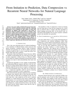 From Imitation to Prediction, Data Compression vs Recurrent Neural
  Networks for Natural Language Processing