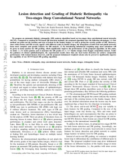 Lesion detection and Grading of Diabetic Retinopathy via Two-stages Deep
  Convolutional Neural Networks