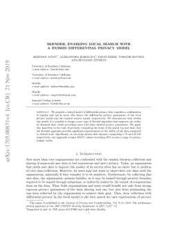 BLENDER: Enabling Local Search with a Hybrid Differential Privacy Model