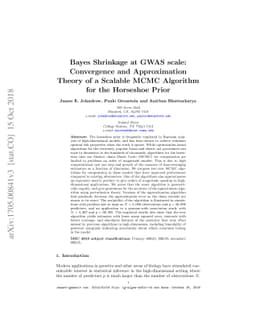 Bayes Shrinkage at GWAS scale: Convergence and Approximation Theory of a
  Scalable MCMC Algorithm for the Horseshoe Prior
