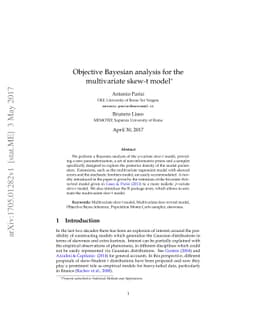 Objective Bayesian analysis for the multivariate skew-t model