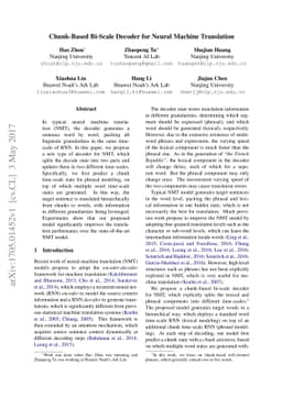 Chunk-Based Bi-Scale Decoder for Neural Machine Translation