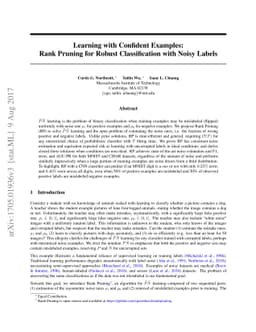 Learning with Confident Examples: Rank Pruning for Robust Classification
  with Noisy Labels
