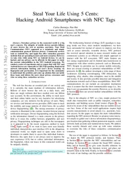 Steal Your Life Using 5 Cents: Hacking Android Smartphones with NFC Tags