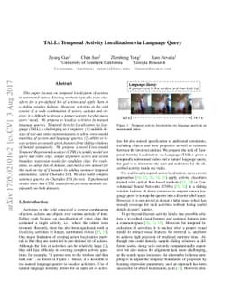 TALL: Temporal Activity Localization via Language Query
