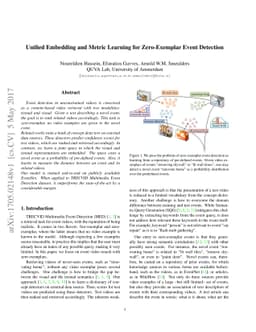 Unified Embedding and Metric Learning for Zero-Exemplar Event Detection