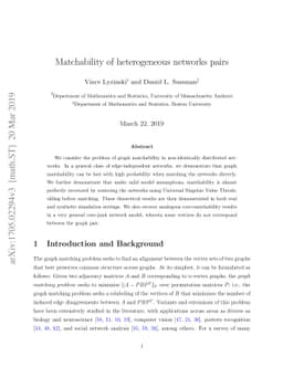 Matchability of heterogeneous networks pairs