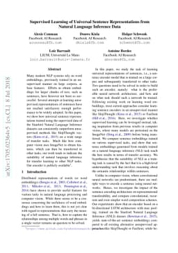 Supervised Learning of Universal Sentence Representations from Natural
  Language Inference Data