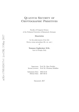 Quantum Security of Cryptographic Primitives