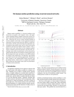 On human motion prediction using recurrent neural networks