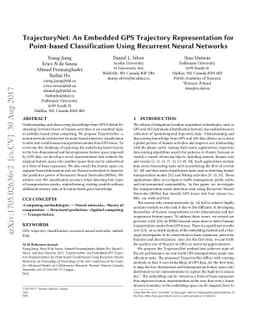 TrajectoryNet: An Embedded GPS Trajectory Representation for Point-based
  Classification Using Recurrent Neural Networks