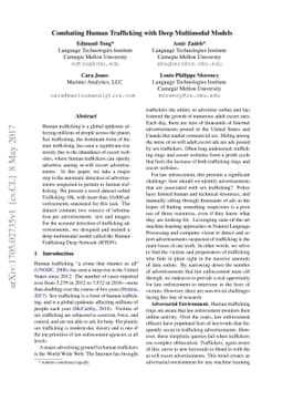 Combating Human Trafficking with Deep Multimodal Models