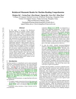 Reinforced Mnemonic Reader for Machine Reading Comprehension