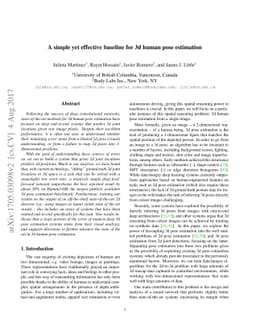 A simple yet effective baseline for 3d human pose estimation