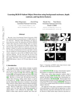 Learning RGB-D Salient Object Detection using background enclosure,
  depth contrast, and top-down features