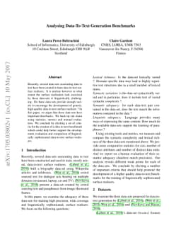 Analysing Data-To-Text Generation Benchmarks